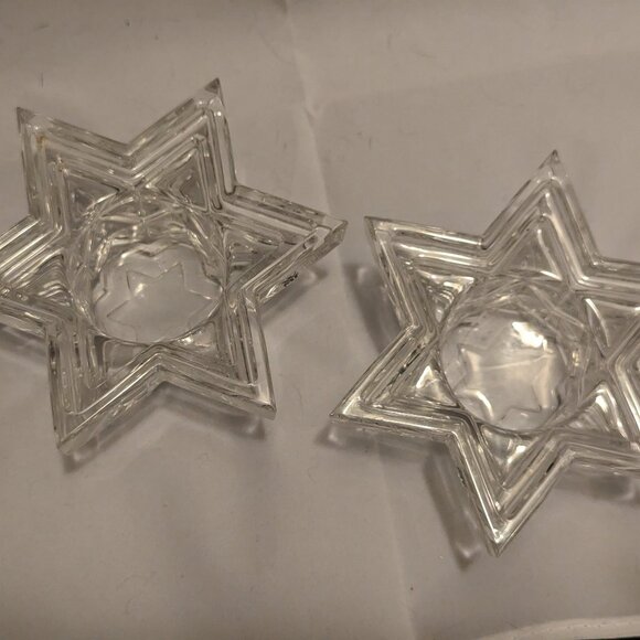 Stunning Lead Crystal Star of David Candle Holder - Picture 1 of 4